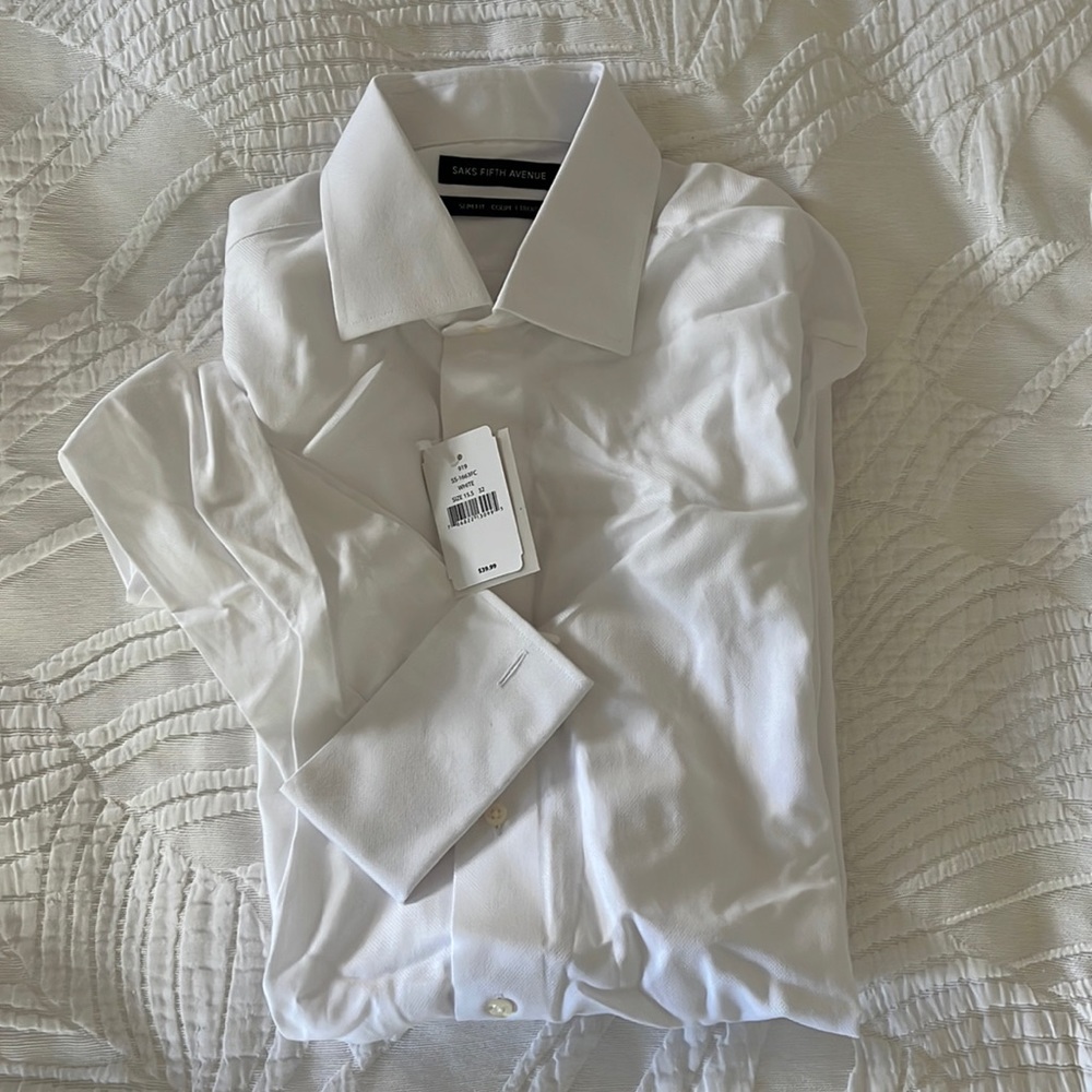 Saks slim fit dress shirt with French cuffs